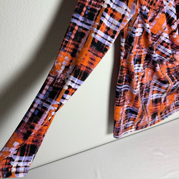 Simply Vera Vera Wang Orange, Purple and Black Patterned Blouse - Picture 4 of 5